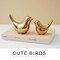2 Pieces Small Birds Statues Home Decor Modern Style Birds Decorative Ornaments for Living Room, Bedroom, Office Desktop, Cabinets (Gold Birds)